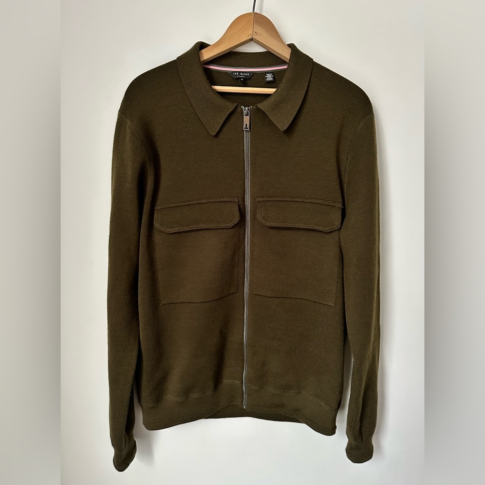 TED BAKER Wool Blend Knit Sweater Cardigan Jacket Men’s Size Large